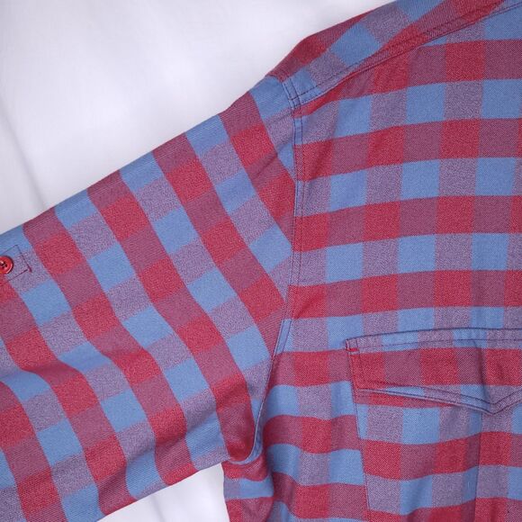 Aftco Flannel Shirt Mens XL Buffalo Check Red, Blue Vented Fishing Outdoor - Picture 3 of 10